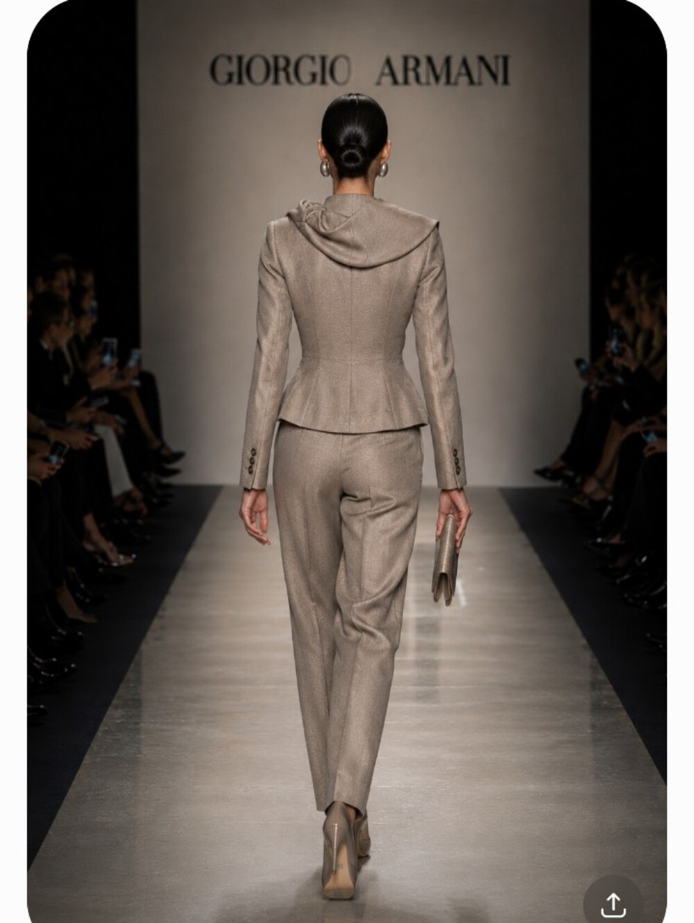 SALE! GIORGIO ARMANI 46 12 PEPLUM TAN SILK WAFFLE COUTURE RUNWAY PANTS SUIT - Picture 8 of 14